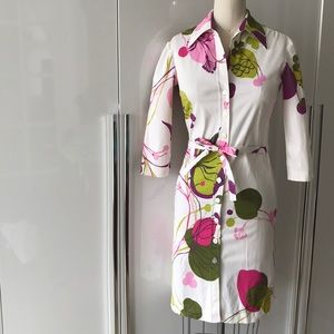 Botanical print button up shirt dress
